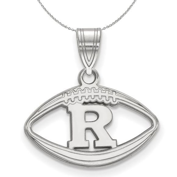 Sterling Silver Rutgers Football Pendant Necklace - 20 Inch